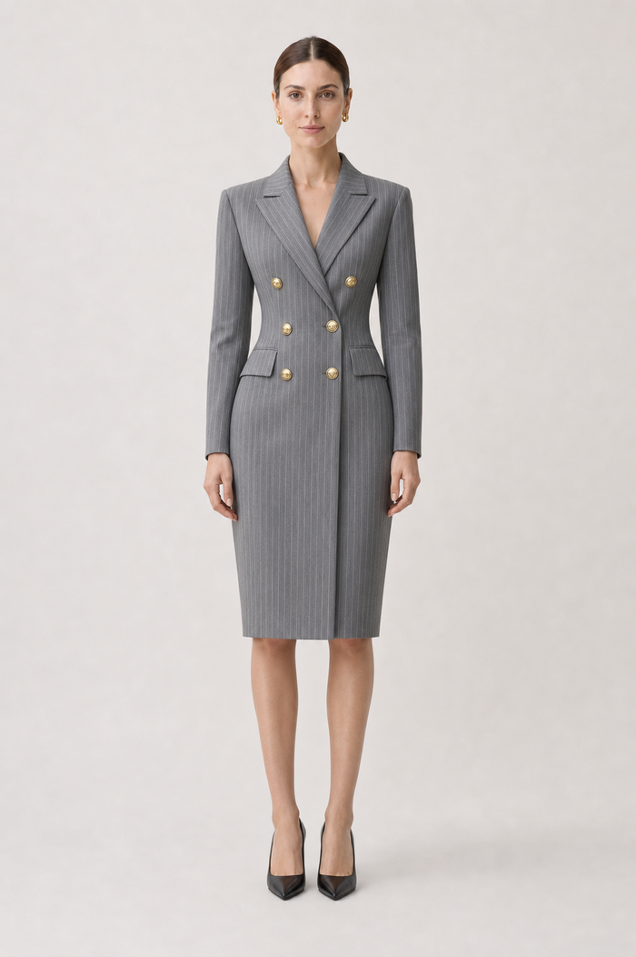 Helena Charcoal Double-Breasted Skirt Suit Set