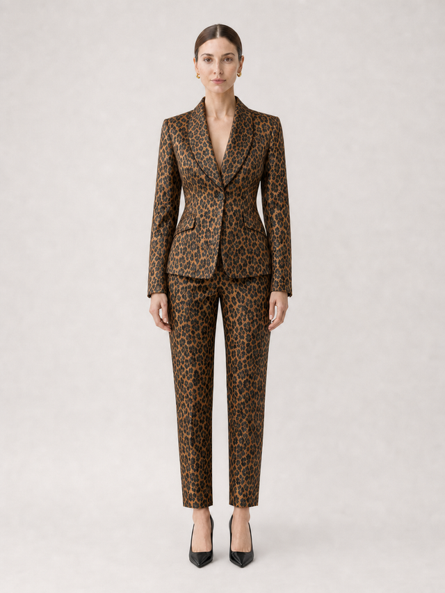 Camilla Brown-Check Tailored Suit Set